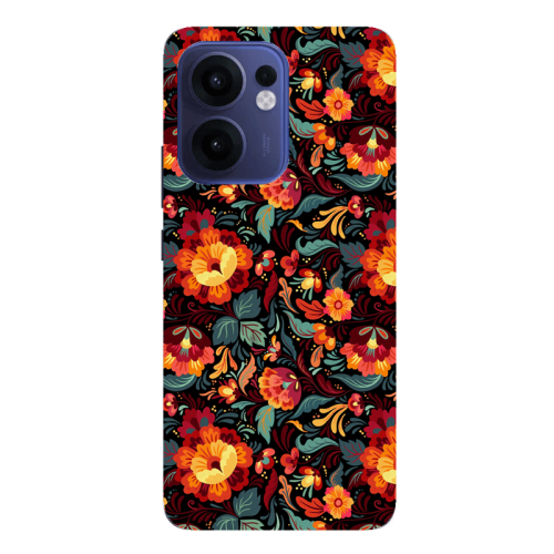 Oppo Reno13 FS Orange flowers Transparent Silicone TPU Θήκη